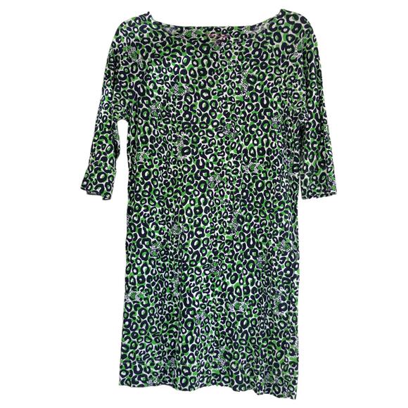 Lilly Pulitzer Preppy Green "Thrill of the Chase" Cassie Leopard Print Dress - Picture 3 of 7